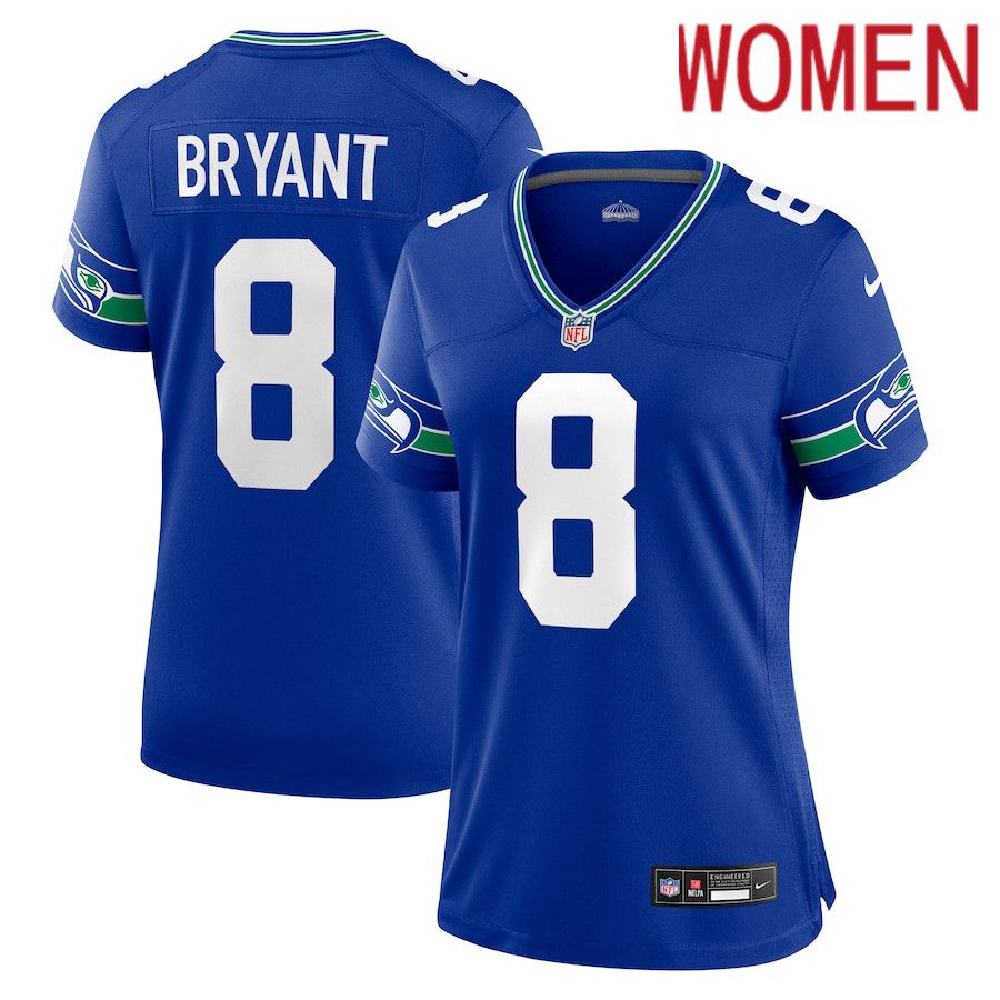Women Seattle Seahawks 8 Coby Bryant Nike Royal Throwback Player Game NFL Jersey